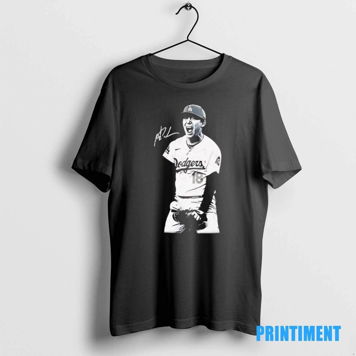 Official Yoshinobu Yamamoto Dodgers Retro Black Tee Sweater