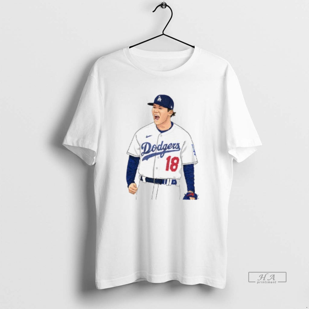 Official Yoshinobu Yamamoto Los Angeles Dodgers 18 Pitcher Graphic