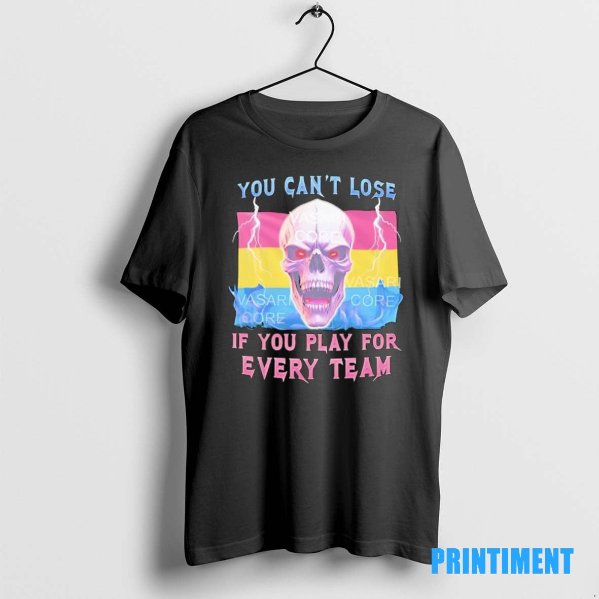 Official You Cant Lose If You Play For Every Team Pansexual Skull Of Flag Tee