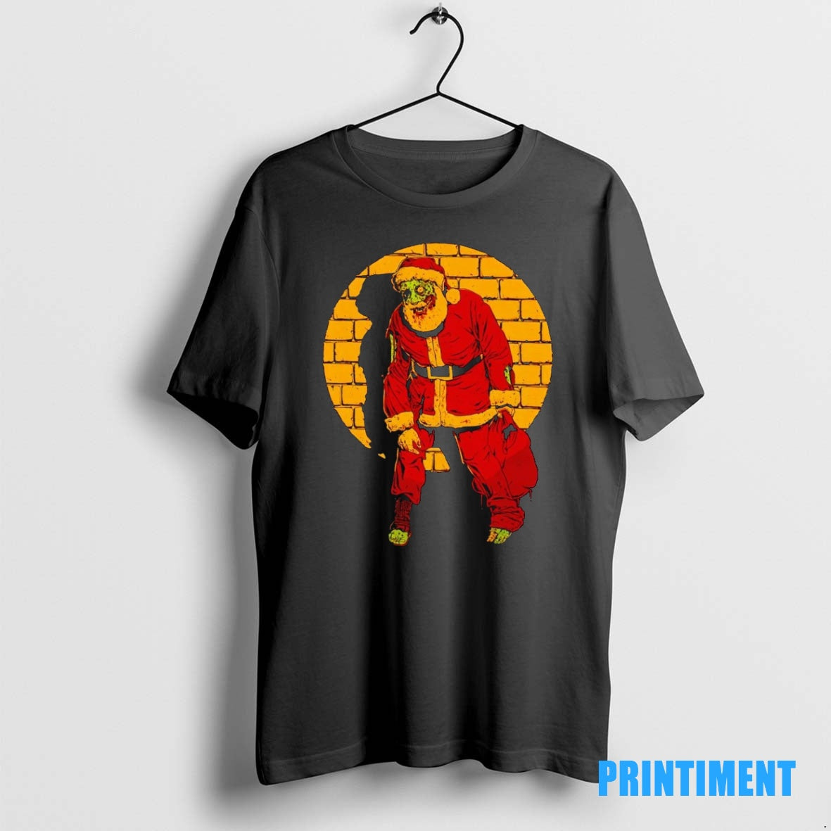 Official Zombie Santa Brick Wall Christmas Tee Sweater