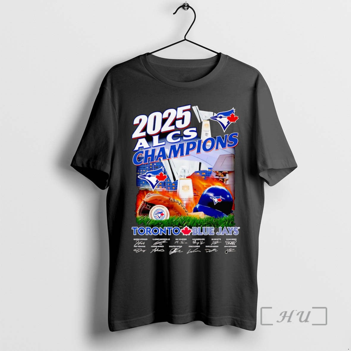 Officials 2025 Alcs Champions Toronto Blue Jays Fire Helmet Signatures T Shirt Sweater