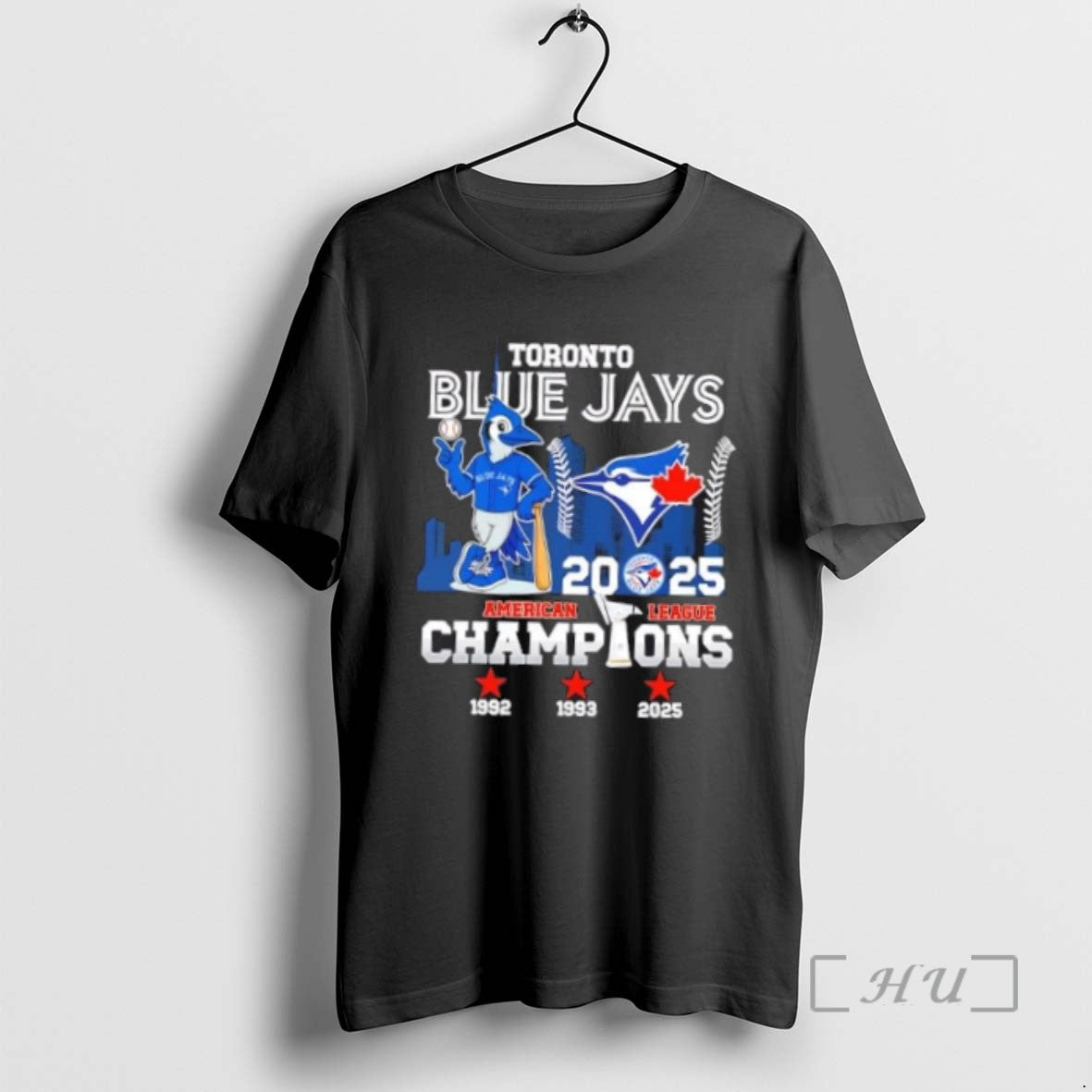 Officials 2025 American League Champions 3x Toronto Blue Jays Mascot Baseball Skyline T Shirts Sweater