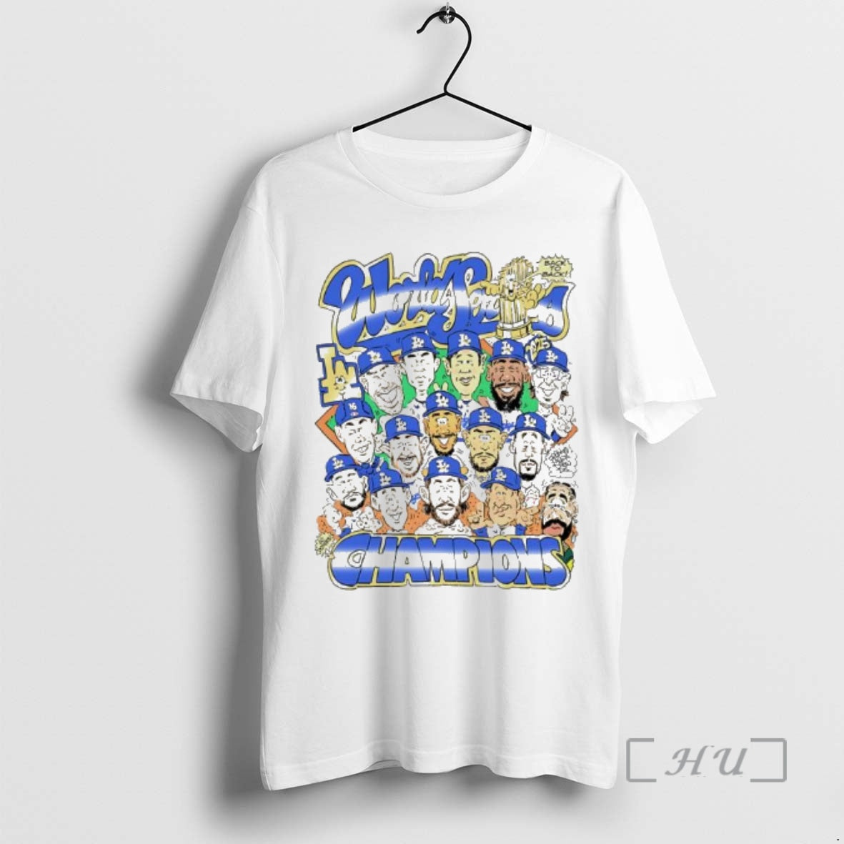 Officials 2025 World Series Champions Los Angeles Dodgers Back To Back Caricature