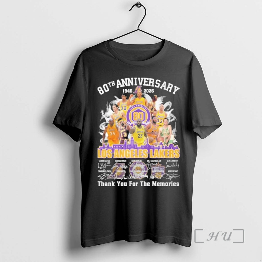 Officials 80th Anniversary 1946 2026 Los Angeles Lakers Teams Signatures T Shirt Sweater