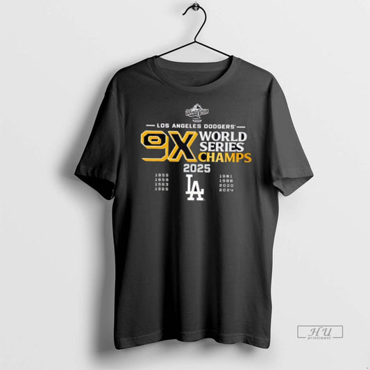 Officials 9 Time Los Angeles Dodgers World Series Champs 2025 Black Premium Tee Shirt Sweater