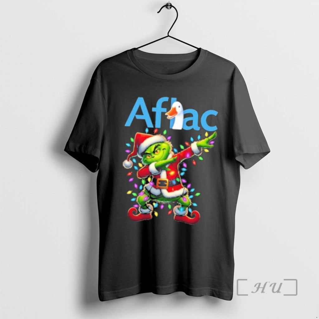 Officials Aflac Logo X Grinch Dabbing Light Christmas T Shirt Sweater
