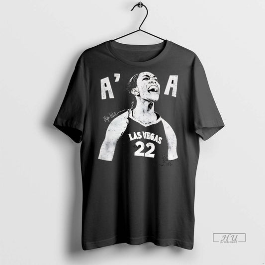 Officials Aja Wilson Las Vegas Womens Basketball Number 22 Signature Vintage 90s Graphic