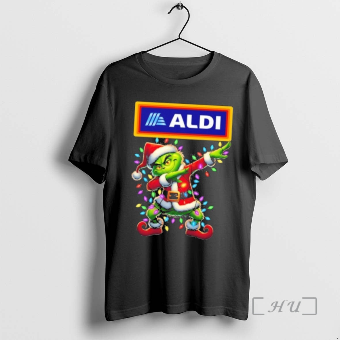 Officials Aldi Logo X Grinch Dabbing Light Christmas T Shirt Sweater