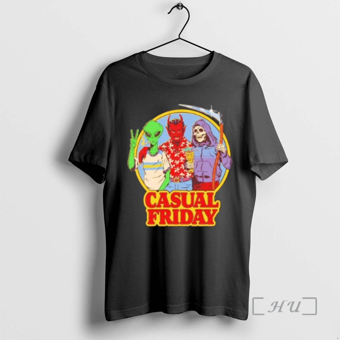 Officials Alien Devil And Grim Reaper Casual Friday Tee Shirt Sweater