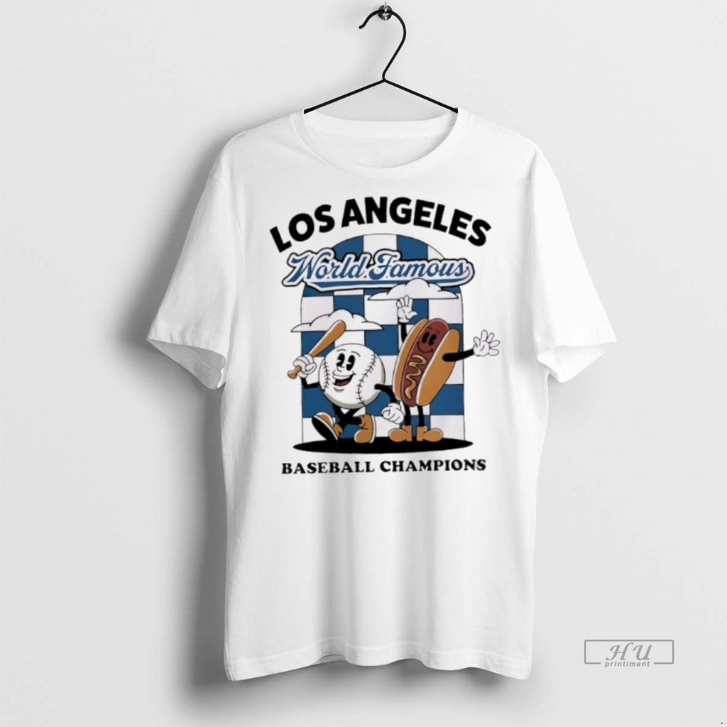 Officials Awesome La Dodgers World Series Merch Los Angeles Dodgers World Famous Baseball Champions Tee