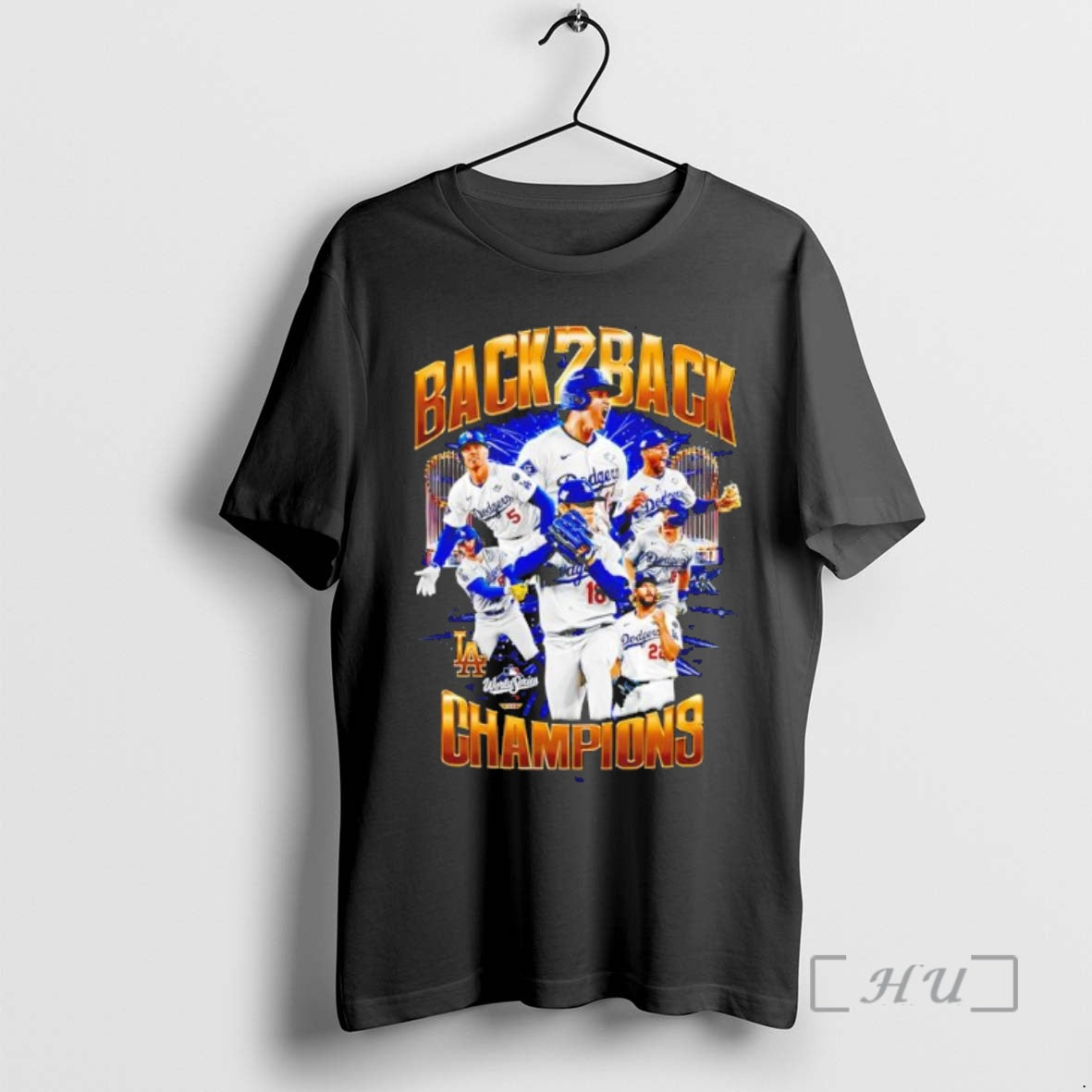 Officials Back 2 Back Champs Dodgers Baseball Graphic Black