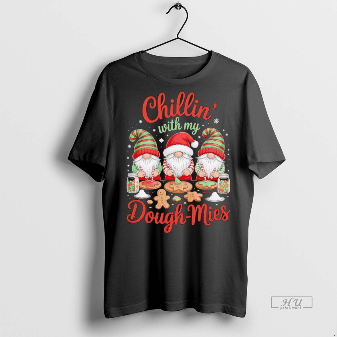 Officials Baking Gnomes Gingerbread Chillin With My Dough Mies Christmas Graphic Tee Shirt Sweater