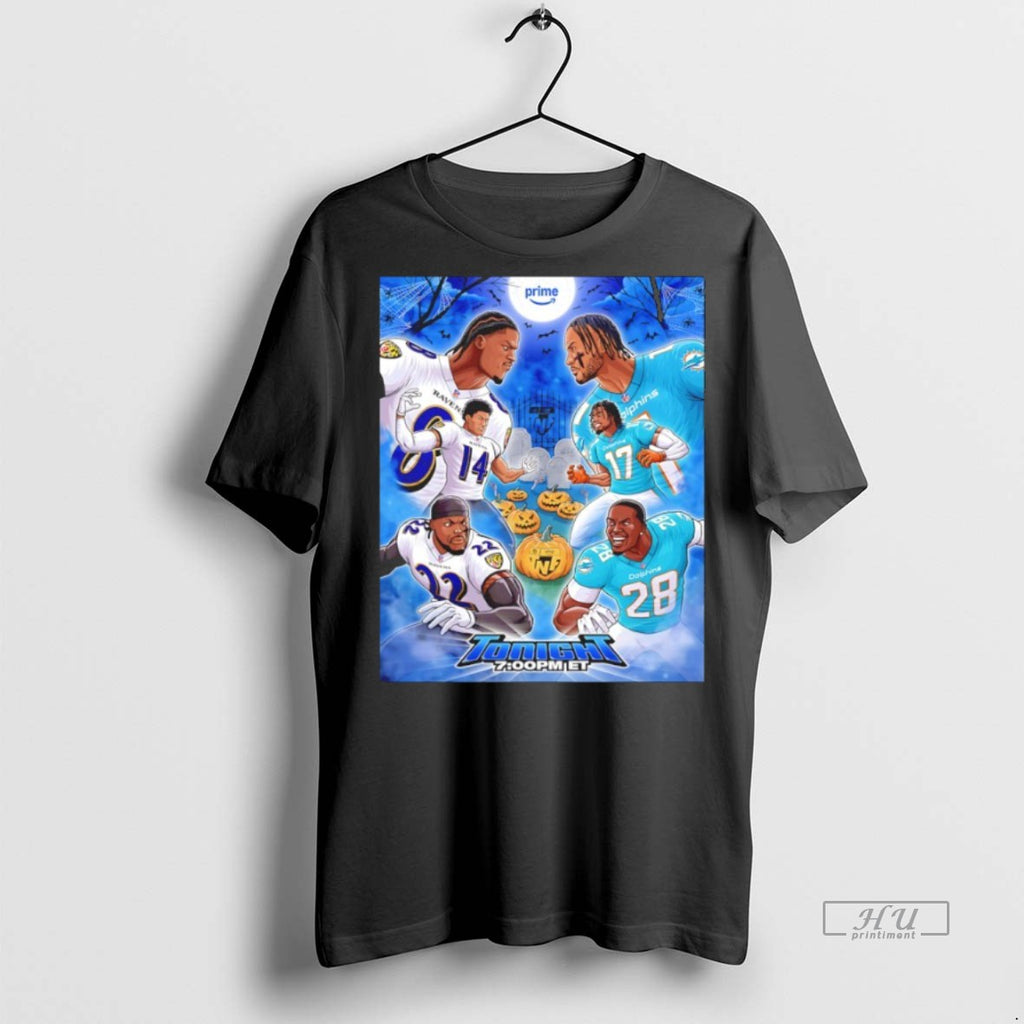 Officials Baltimore Ravens Vs Miami Dolphins Graveyard Halloween 2025 Premium Tee Shirt Sweater