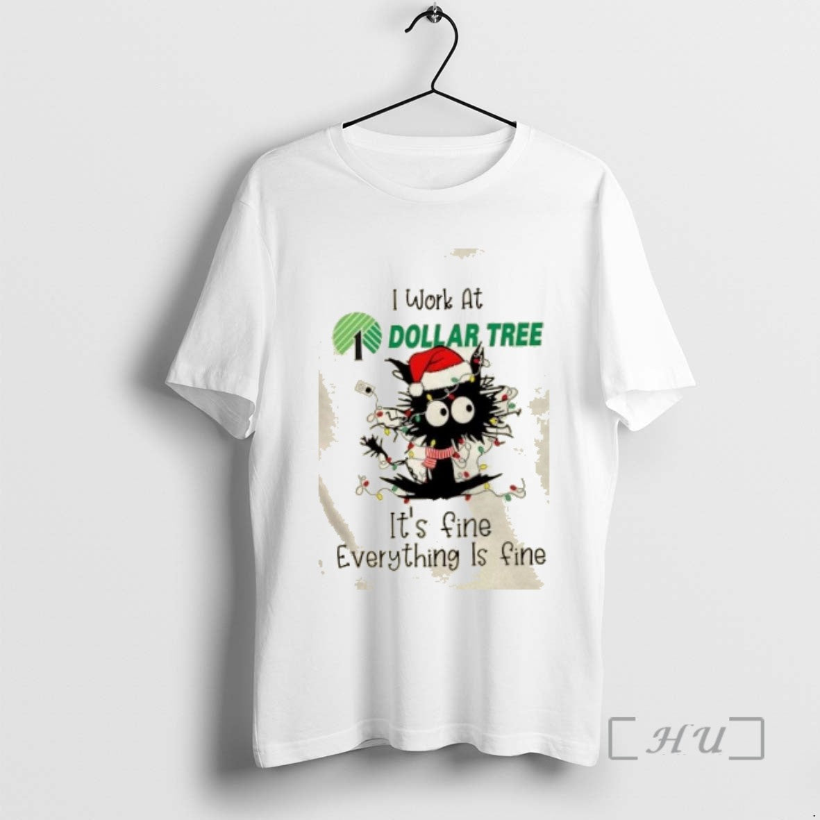 Officials Black Cat Santa Hat Christmas I Work At Dollar Tree Its Fine Everything Is