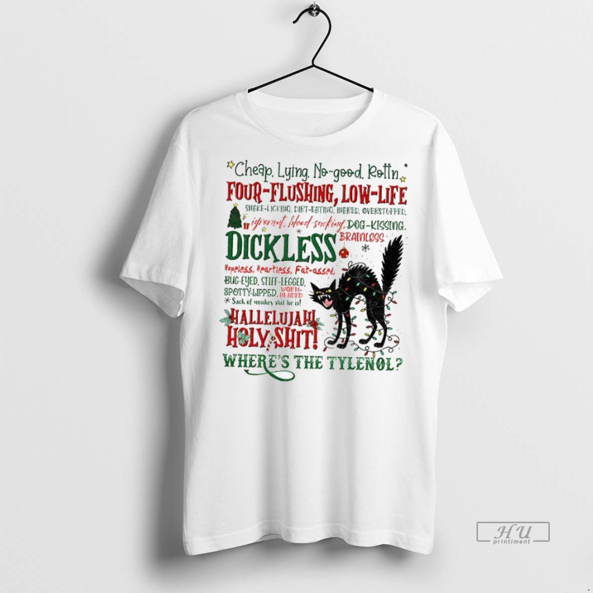 Officials Black Cat Hallelujah Holy Shit Christmas Light Wheres The Tylenol Tee Shirt Sweater