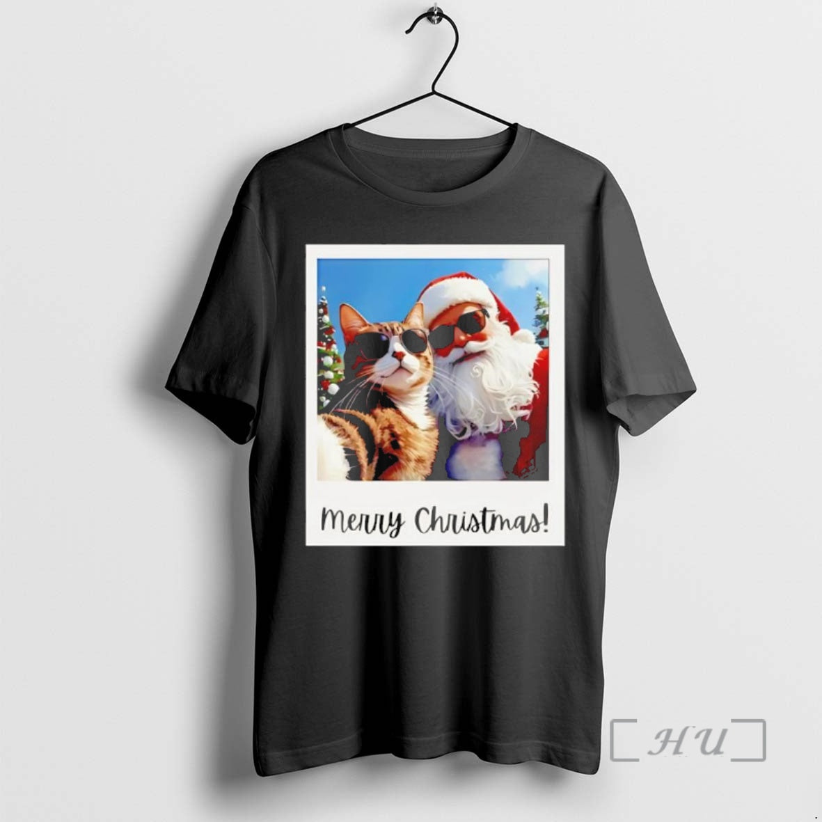 Officials Cat Santa Selfie Christmas Photo Black