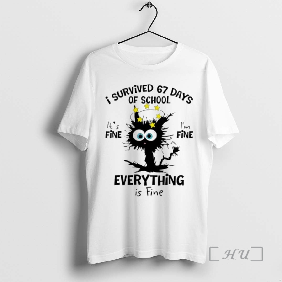 Officials Cat I Survived 67 Days Of School Everything If Fine Premium T Shirts Sweater