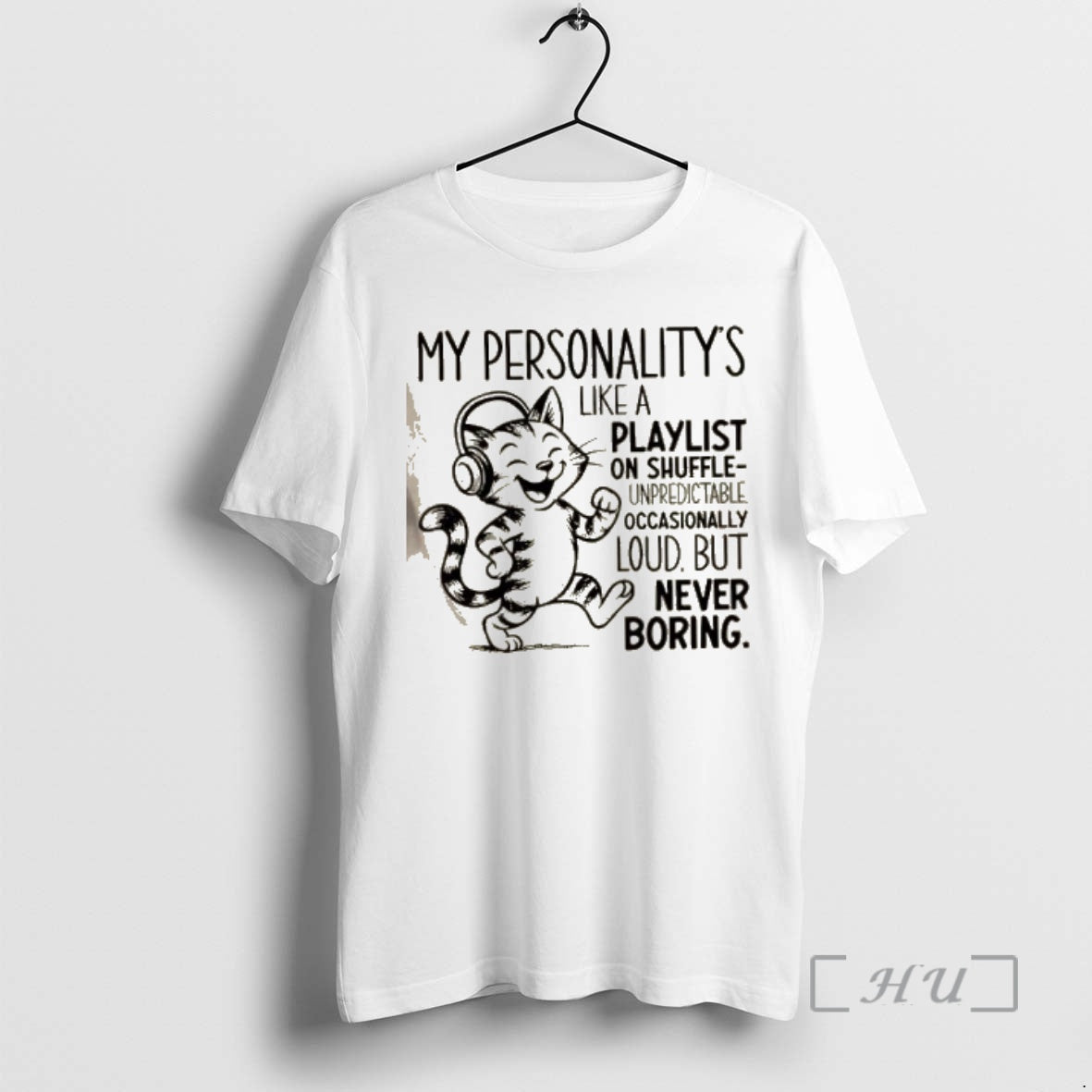 Officials Cat Wearing Headphones My Personalitys Like A Playlist On Shuffle Premium T Shirt Sweater