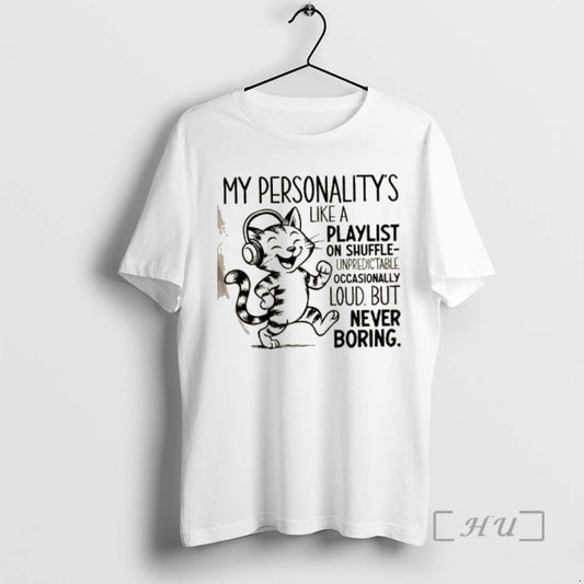 Officials Cat Wearing Headphones My Personalitys Like A Playlist On Shuffle Premium T Shirt Sweater