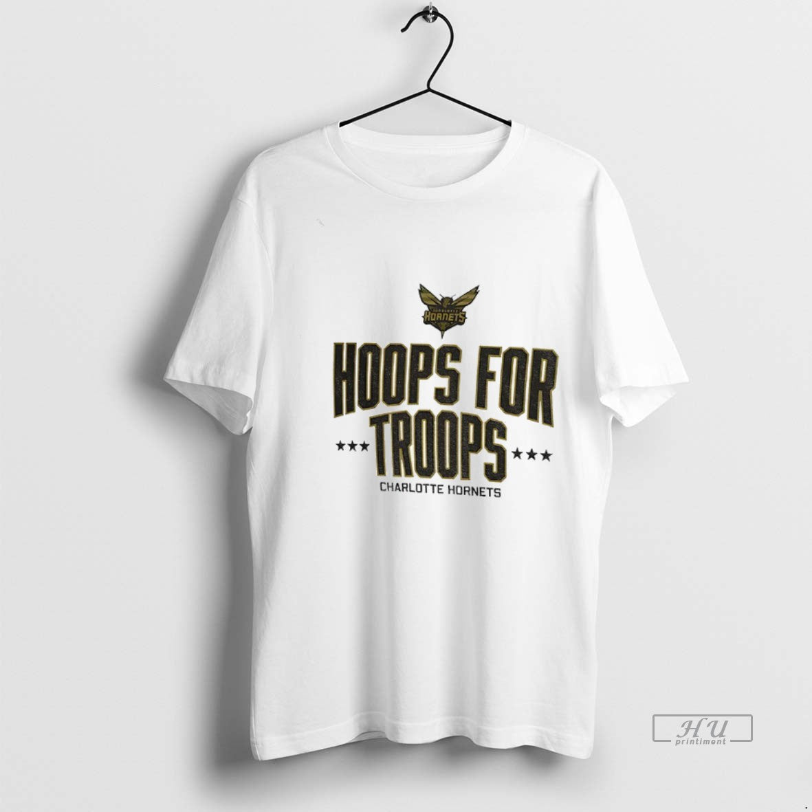 Officials Charlotte Hornets Basketball Nba Hoops For Troops Logo Premium Tee Shirt Sweater