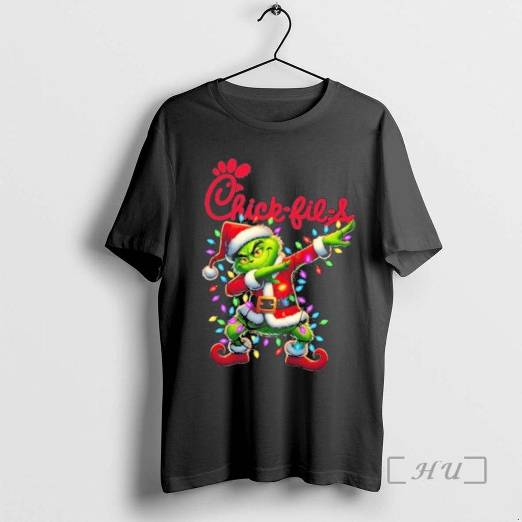 Officials Chick Fil A Logo X Grinch Dabbing Light Christmas T Shirt Sweater