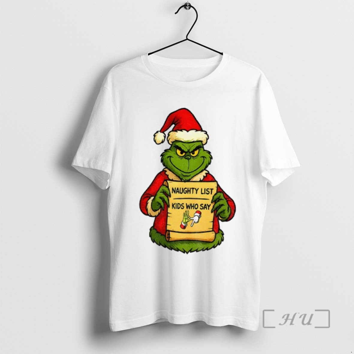Officials Christmas Grinch Santa Naughty List Kids Who Say 6 7 Six Seven Funny Tee