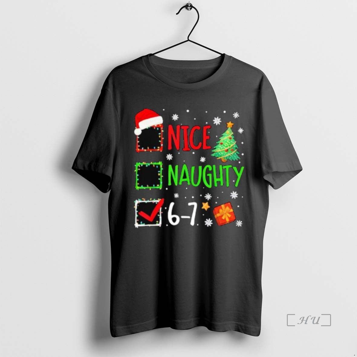 Officials Christmas Nice Naughty 67 Brainrot Funny 6 7 Meme Slang Premium T Shirt Sweater