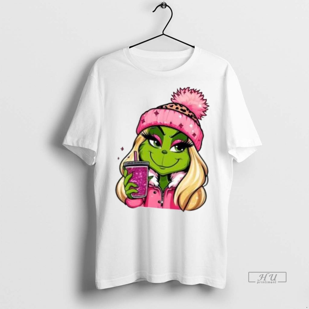 Officials Christmas Pink Grinch Girl Milktea 2025 Premium Tee Shirt Sweater