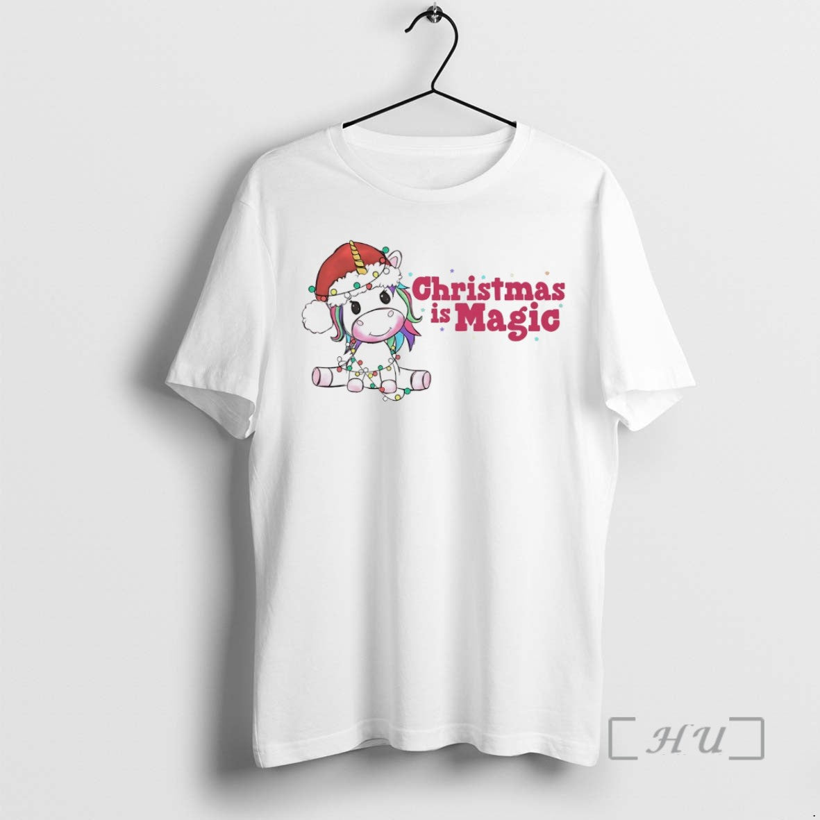Officials Christmas Is Magic Unicorn Lights Pink Holiday White