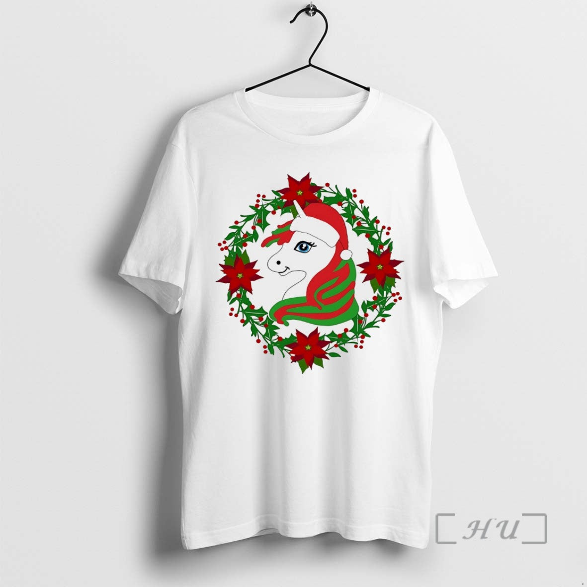 Officials Christmas Unicorn Poinsettia Wreath Holiday White