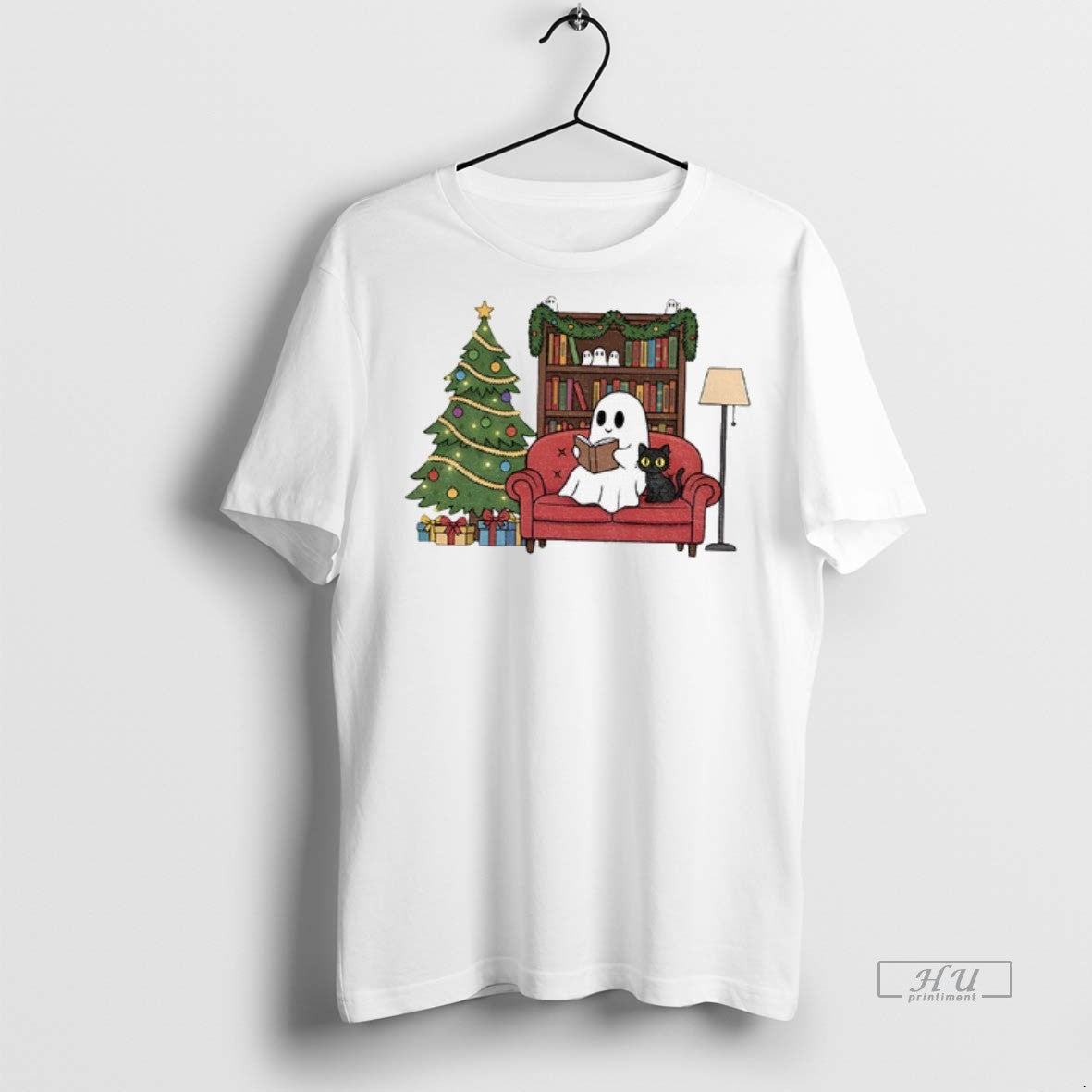 Officials Cute Ghost Reading Book Christmas Premium Tee Shirt Sweater