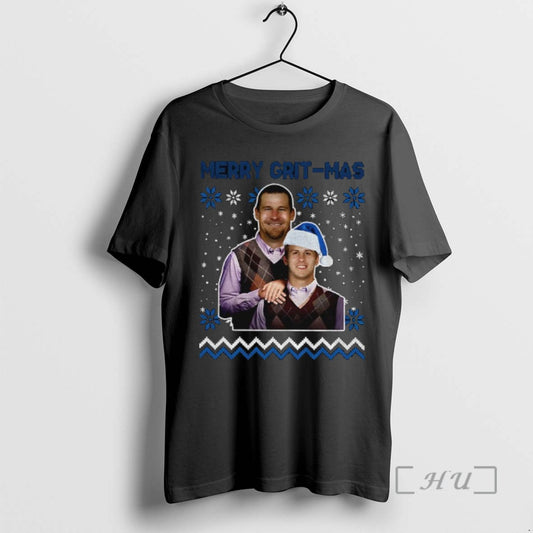 Officials Dan Campbell And Jared Goff Detroit Lions Football Merry Grit Mas Merry Christmas Tee