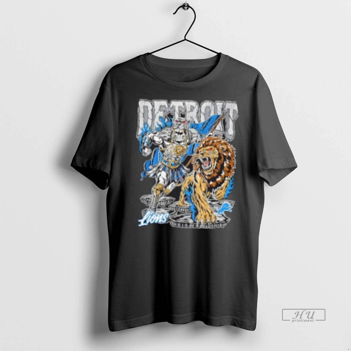 Officials Detroit Lions Gladiator Football Fire Graphic Tee Shirt Sweater