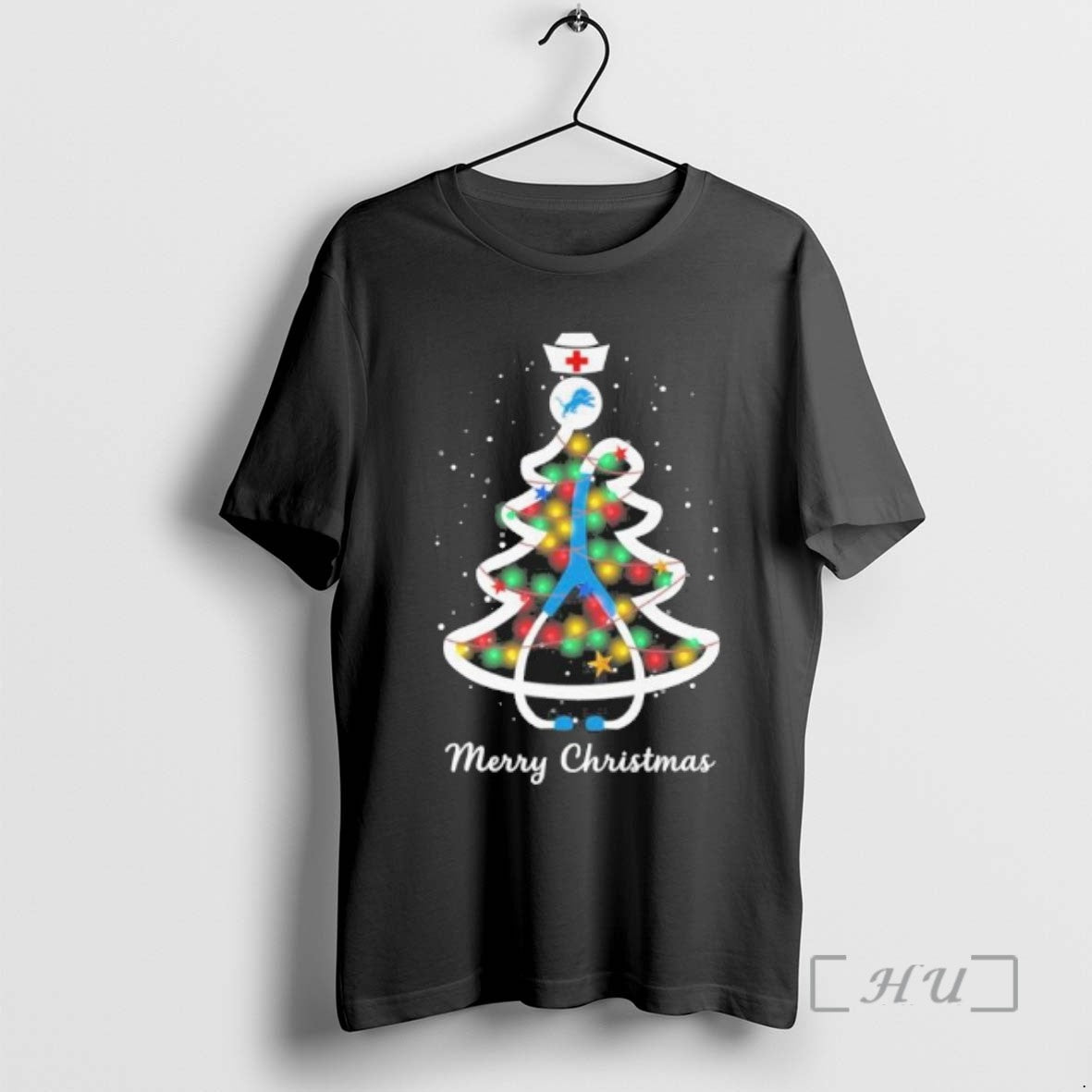 Officials Detroit Lions Nurse Tree Merry Christmas Tee Shirt Sweater