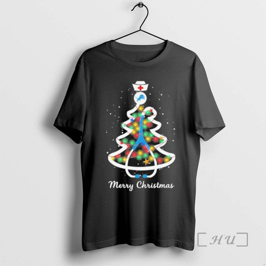 Officials Detroit Lions Nurse Tree Merry Christmas Tee Shirt Sweater