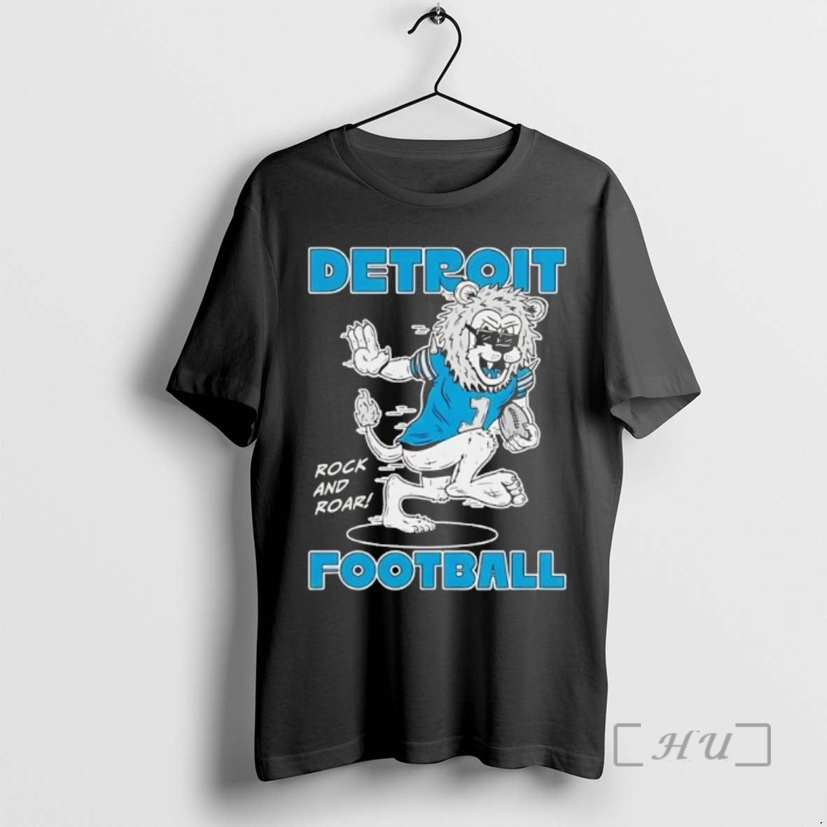 Officials Detroit Lions Rock And Roar Football Cartoon Black