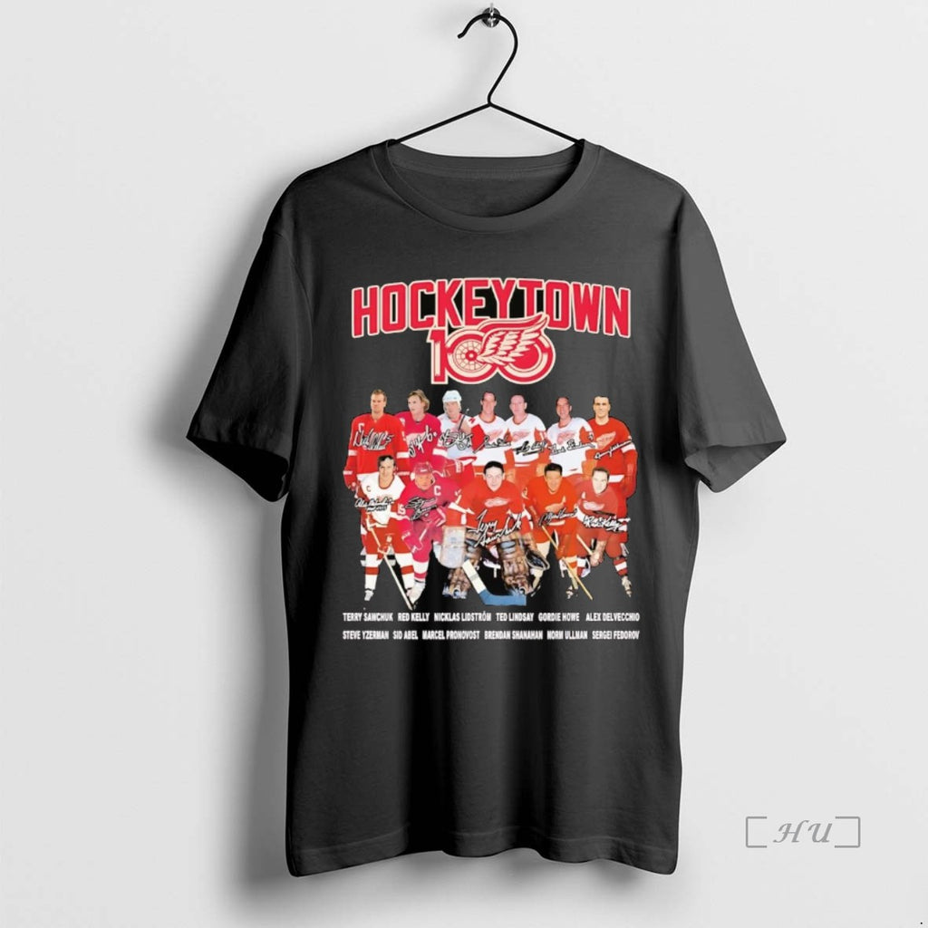Officials Detroit Red Wings Hockeytown 100 Years Team Players Premium T Shirt Sweater