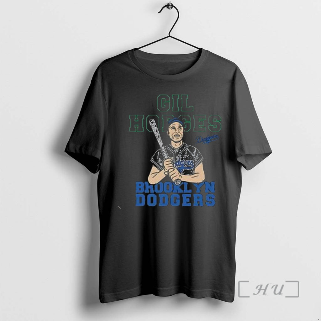 Officials Dodgers Gil Hodges Signature Cartoon T Shirt Sweater