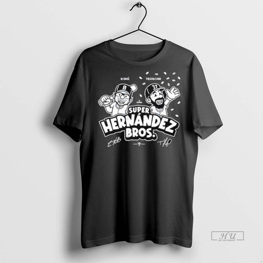 Officials Dodgers Super Hernandez Bros Cartoon Signatures Premium Tee Shirt Sweater
