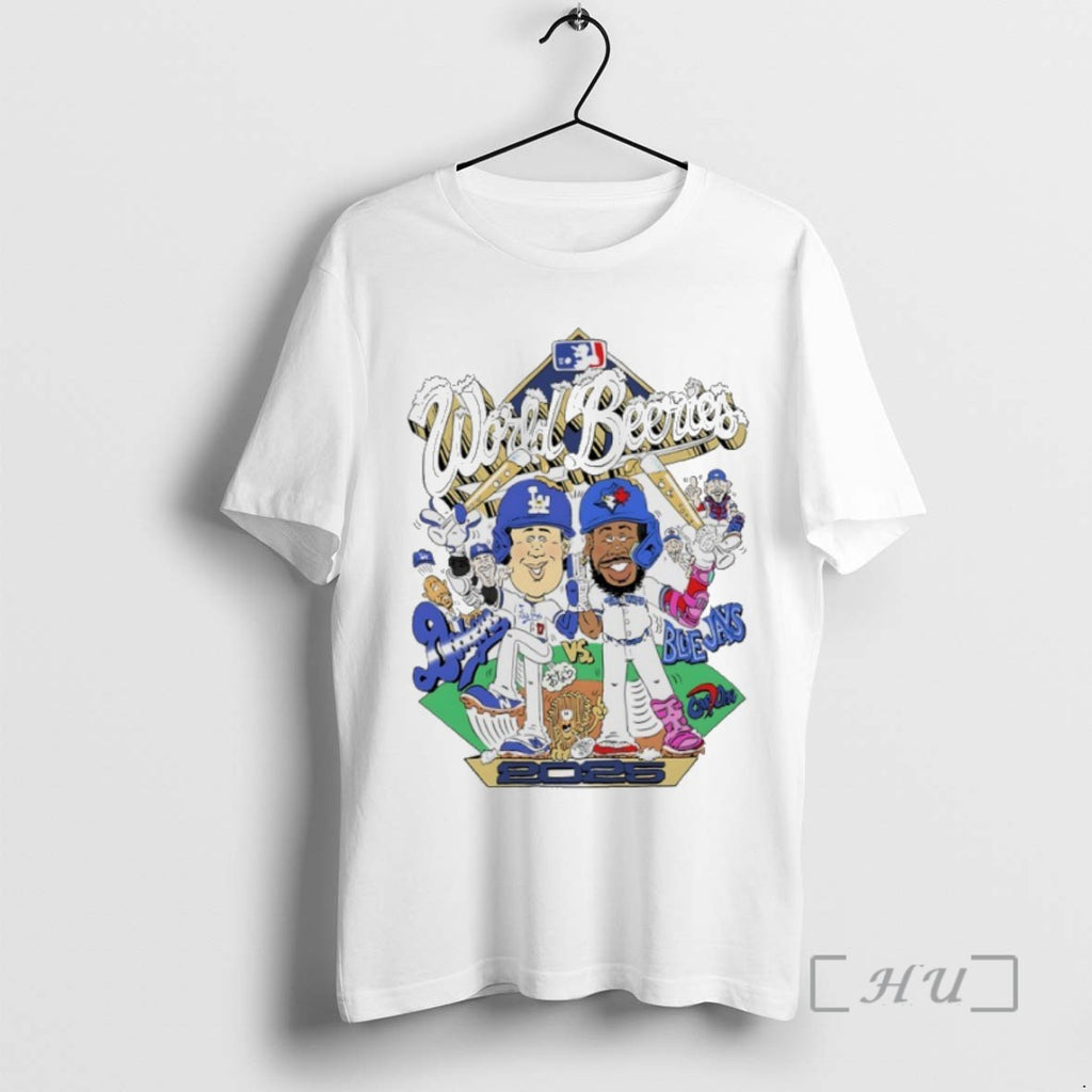 Officials Dodgers Vs Blue Jays 2025 World Beeries Caricature T Shirt Sweater