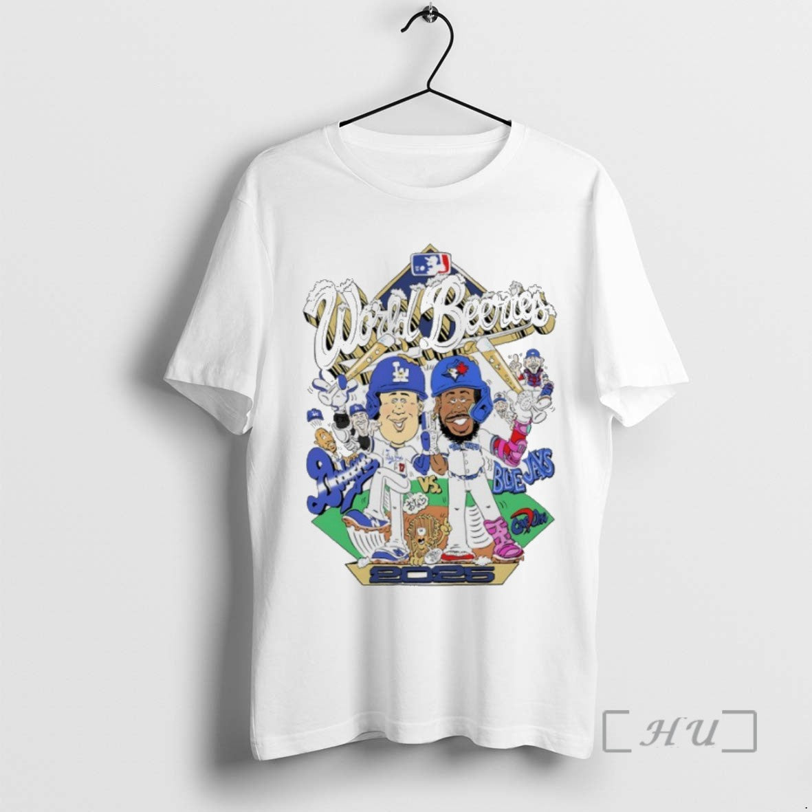 Officials Dodgers Vs Blue Jays 2025 World Beeries Caricature T Shirt Sweater
