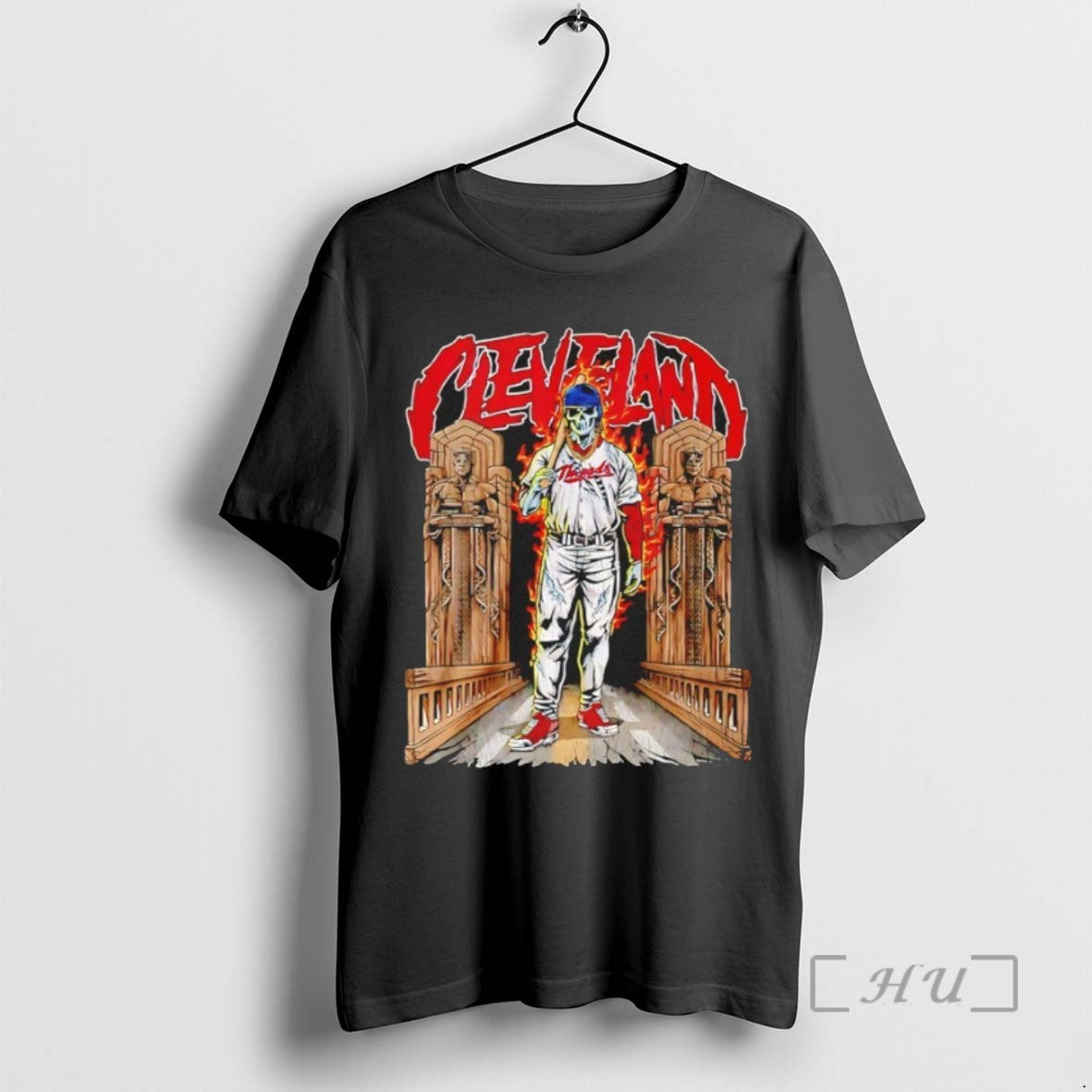 Officials Donovan Mitchell Cleveland Baseball Skeleton Flame T Shirt Sweater
