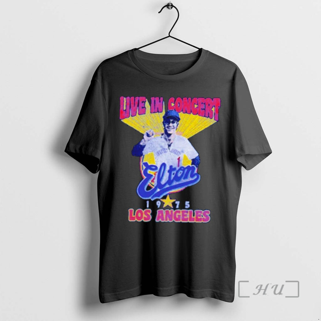 Officials Elton John Live In Concert Los Angeles Dodgers 1975 Retro T Shirt Sweater