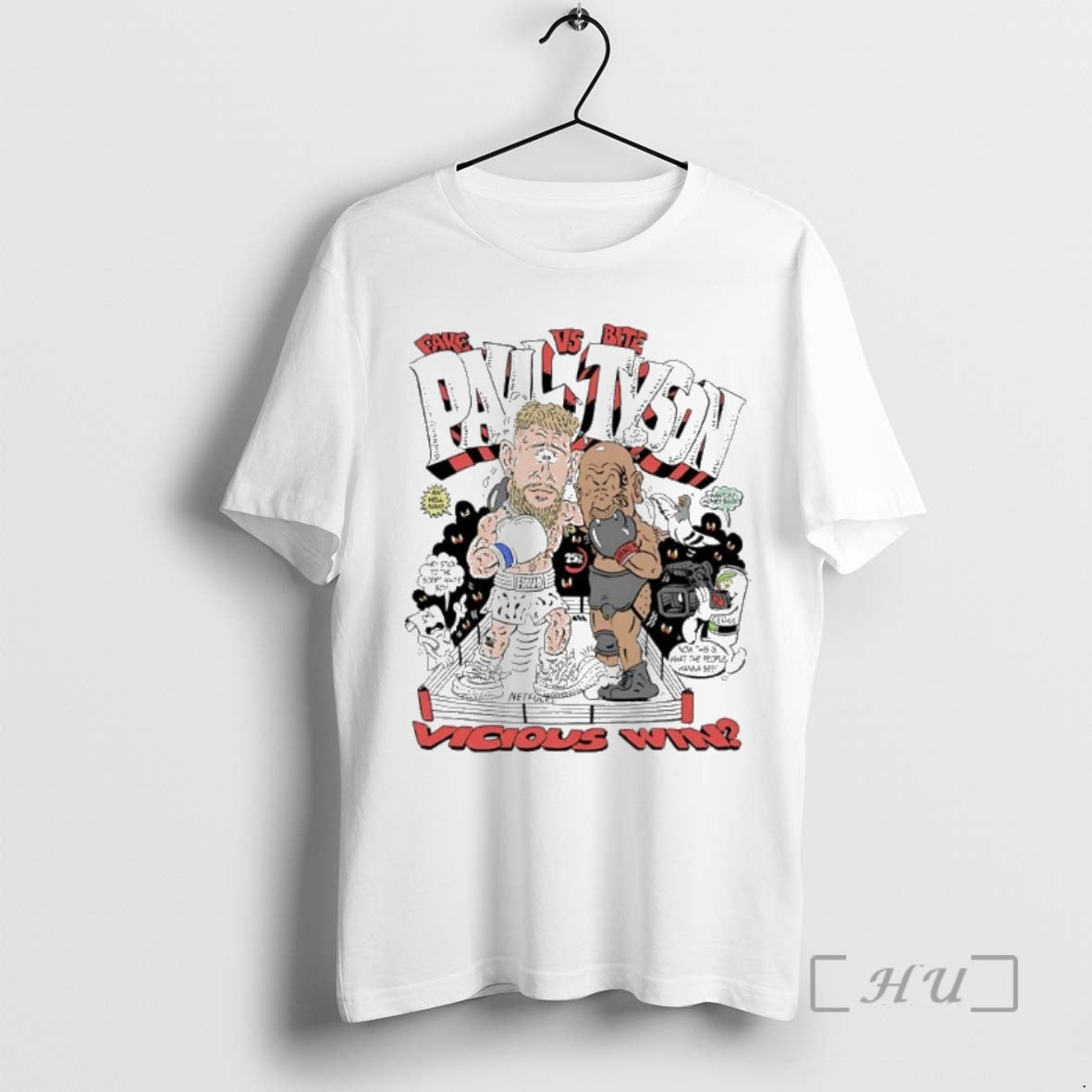 Officials Fake Paul Vs Bite Tyson Vicious Win Boxing Caricature