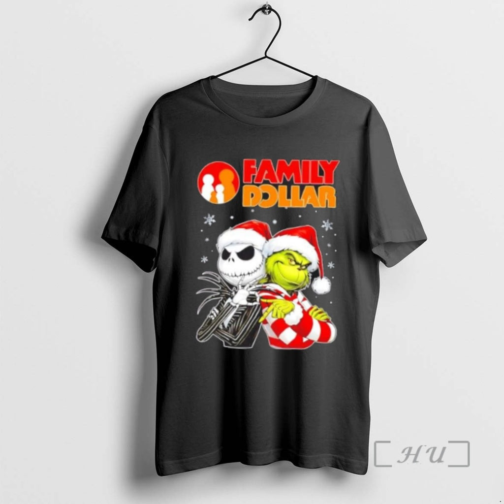 Officials Family Dollar X Jack Skellington And Grinch Six Seven Merry Christmas Tee Shirt Sweater