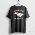 Officials Festive Goose On The Loose Christmas 2025 Circle Black Premium Tee Shirt Sweater