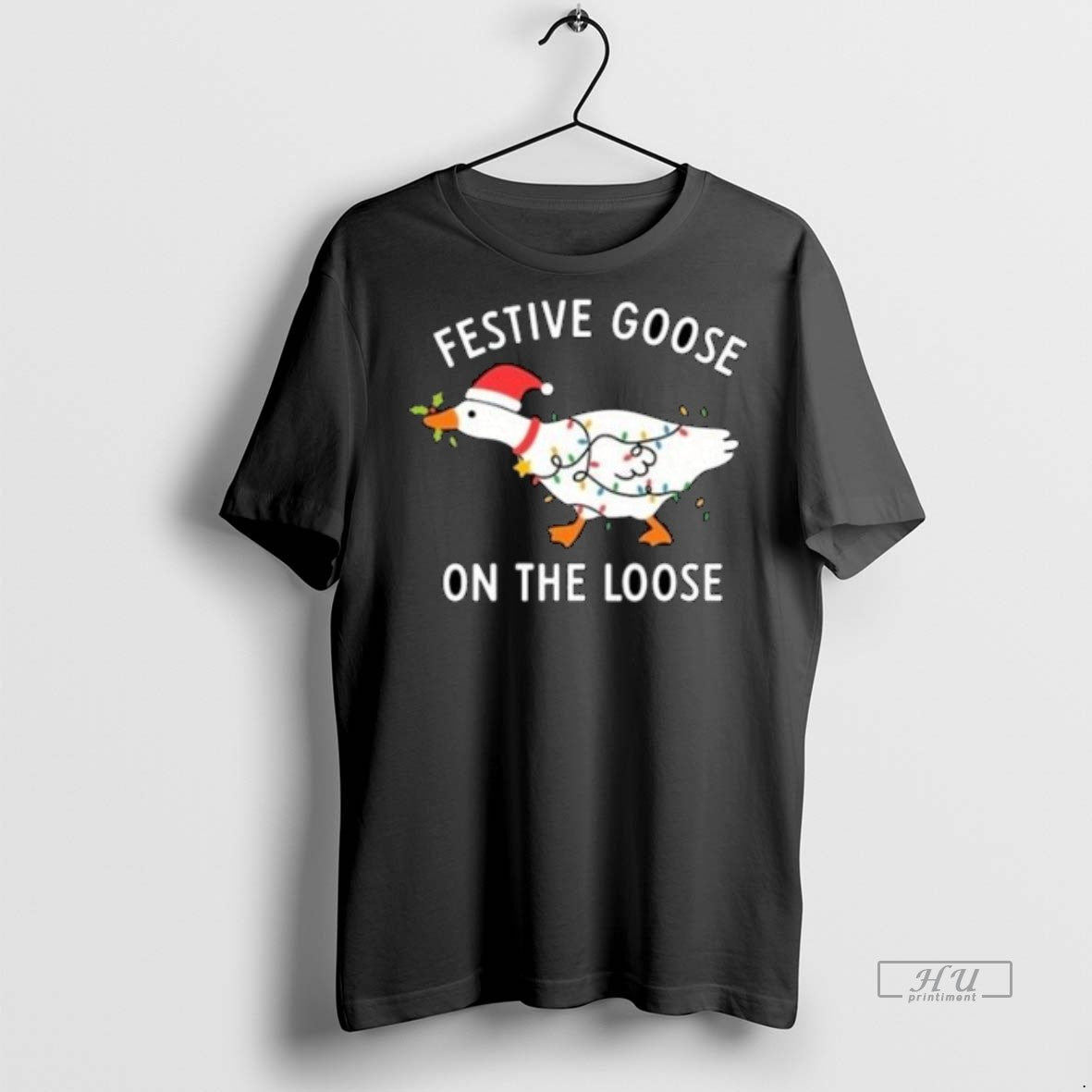 Officials Festive Goose On The Loose Christmas 2025 Circle Black Premium Tee Shirt Sweater