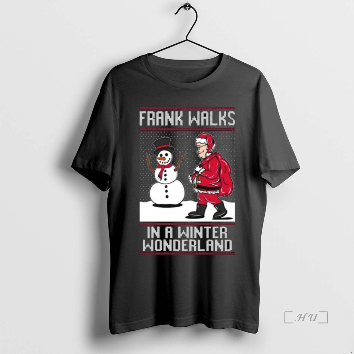 Officials Frank Walks In A Winter Wonderland Ugly Christmas Long Sleve Premium T Shirts Sweater