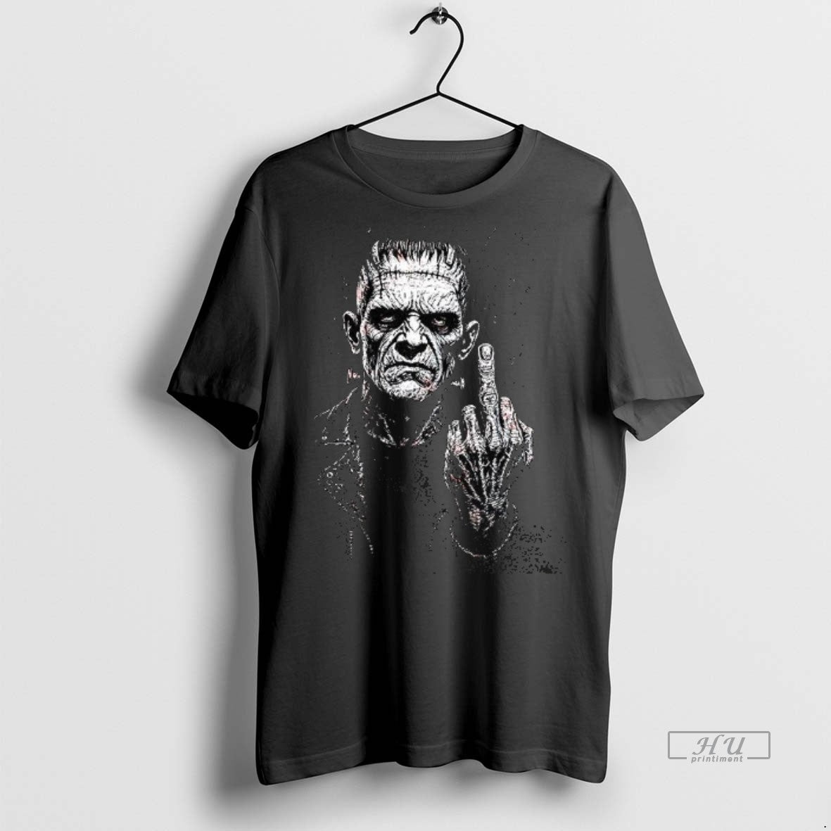 Officials Frankenstein Middle Finger Horror Halloween Meme Tee Shirt Sweater