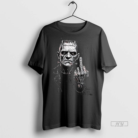 Officials Frankenstein Middle Finger Horror Halloween Meme Tee Shirt Sweater
